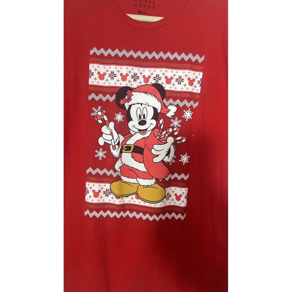 Walt Disney MICKEY MOUSE IN SANTA HAT CHRISTMAS‎ T-Shirt XXL Red - Picture 4 of 6